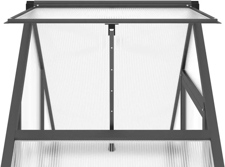 Hommdiy Gewächshaus mit Fundamentrahmen Anthrazit 224x169x195 cm Alu Pflanzenhaus mit Dachrinnensystem Flügeltür Treibhaus für Pflanzen Frühbeet – Bild 7