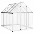 Hommdiy Gewächshaus mit Fundamentrahmen Silbern 169x114x202 cm Alu Pflanzenhaus mit Dachrinnensystem Flügeltür Treibhaus für Pflanzen Frühbeet - Thumbnail 2