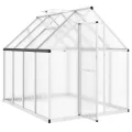 Hommdiy Gewächshaus mit Fundamentrahmen Silbern 169x114x202 cm Alu Pflanzenhaus mit Dachrinnensystem Flügeltür Treibhaus für Pflanzen Frühbeet - Thumbnail 4