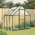 Hommdiy Gewächshaus mit Fundamentrahmen Grün 224x169x195 cm Aluminimum Pflanzenhaus mit Dachrinnensystem Flügeltür Treibhaus für Pflanzen Frühbeet - Thumbnail 1