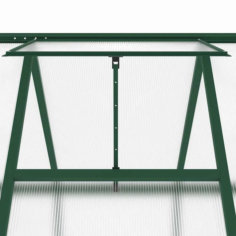Hommdiy Gewächshaus mit Fundamentrahmen Grün 169x114x202 cm Aluminimum Pflanzenhaus mit Dachrinnensystem Flügeltür Treibhaus für Pflanzen Frühbeet – Bild 5