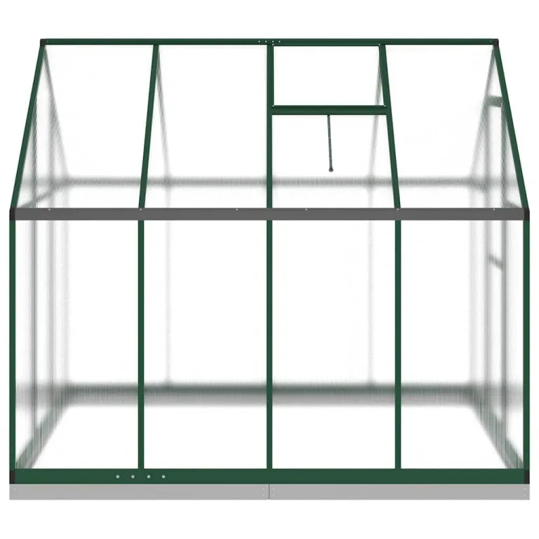 Hommdiy Gewächshaus mit Fundamentrahmen Grün 224x169x202 cm Aluminimum Pflanzenhaus mit Dachrinnensystem Flügeltür Treibhaus für Pflanzen – Bild 4