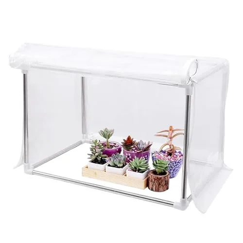 Mini Gewächshaus - Transparentes Pflanzenzelt 60 x 30 x 30 cm | tragbares Gewächshaus | Tragbare Gewächshäuser für schwere Lasten zum Anbau von Indoor-Tisch Balkon Gartenbrücke Winterterrasse Veranda – Bild 9