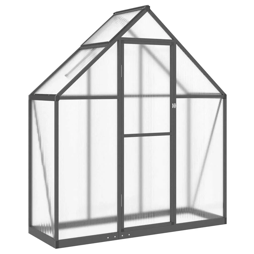 Gewächshaus mit Fundamentrahmen - Aluminium/PC, Pflanzenhaus mit Dachrinnensystem Flügeltür, Treibhaus für Pflanzen, Frühbeet (169 x 58 x 195 cm)