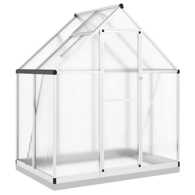Gewächshaus mit Fundamentrahmen - Aluminium/PC, Pflanzenhaus mit Dachrinnensystem Flügeltür, Treibhaus für Pflanzen, Frühbeet (169 x 114 x 202 cm) – Bild 1
