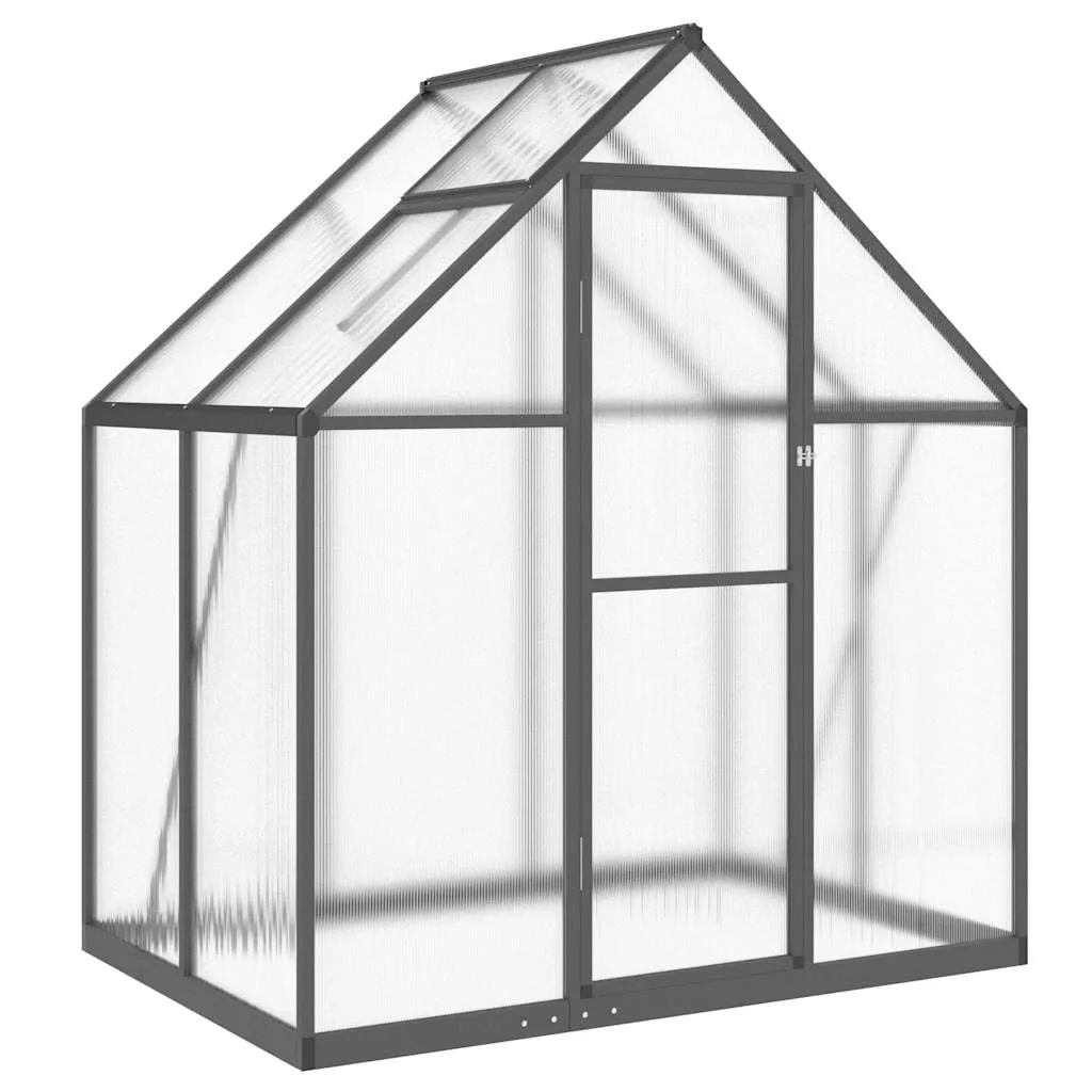 Gewächshaus mit Fundamentrahmen - Aluminium/PC, Pflanzenhaus mit Dachrinnensystem Flügeltür, Treibhaus für Pflanzen, Frühbeet (169 x 114 x 195 cm)