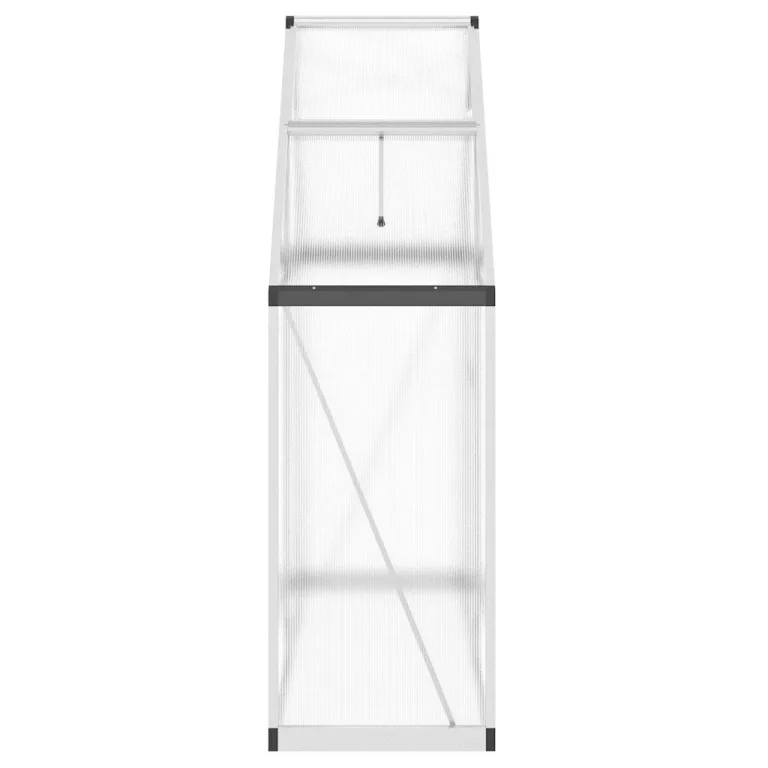 Gewächshaus mit Fundamentrahmen - Aluminium/PC, Pflanzenhaus mit Dachrinnensystem Flügeltür, Treibhaus für Pflanzen, Frühbeet (169 x 58 x 195 cm) – Bild 6