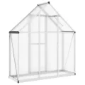 Gewächshaus mit Fundamentrahmen - Aluminium/PC, Pflanzenhaus mit Dachrinnensystem Flügeltür, Treibhaus für Pflanzen, Frühbeet (169 x 58 x 195 cm) - Thumbnail 5