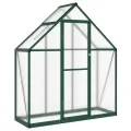 Gewächshaus mit Fundamentrahmen - Aluminium/PC, Pflanzenhaus mit Dachrinnensystem Flügeltür, Treibhaus für Pflanzen, Frühbeet (169 x 58 x 195 cm) - Thumbnail 1
