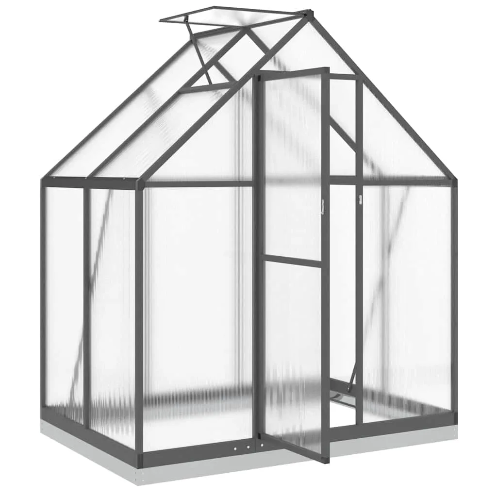 Gewächshaus mit Fundamentrahmen - Aluminium/PC, Pflanzenhaus mit Dachrinnensystem Flügeltür, Treibhaus für Pflanzen, Frühbeet (169 x 114 x 202 cm)