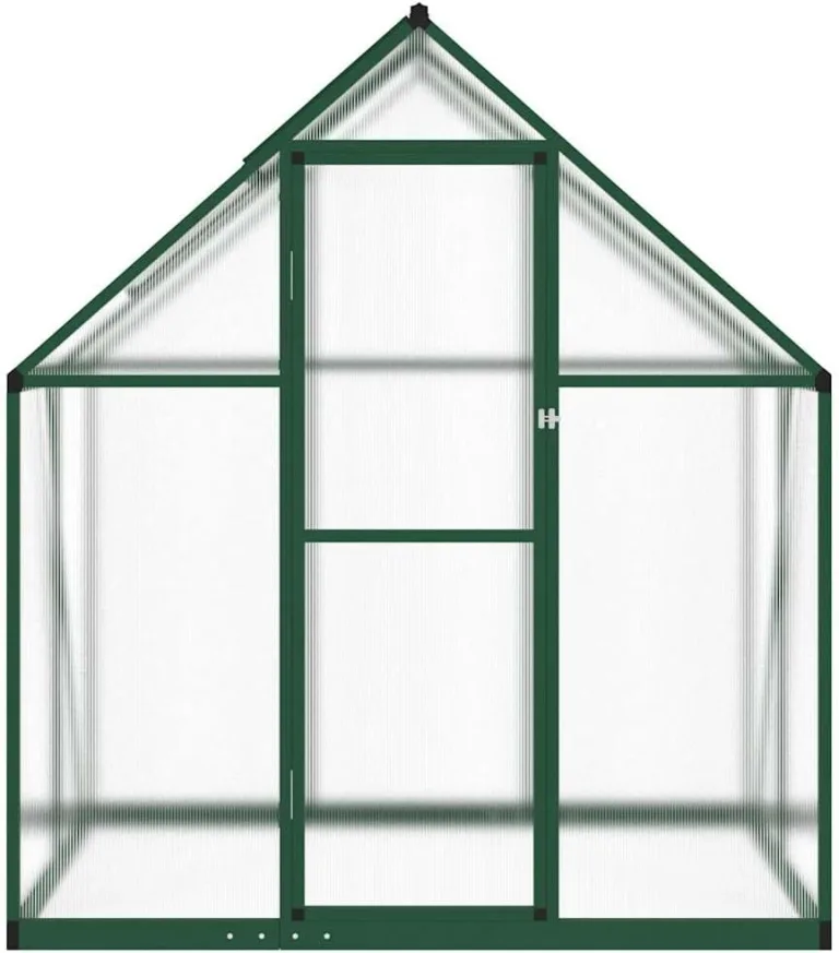 Gewächshaus mit Fundamentrahmen - Aluminium/PC, Pflanzenhaus mit Dachrinnensystem Flügeltür, Treibhaus für Pflanzen, Frühbeet (169 x 114 x 195 cm) – Bild 4