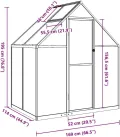 Gewächshaus mit Fundamentrahmen - Aluminium/PC, Pflanzenhaus mit Dachrinnensystem Flügeltür, Treibhaus für Pflanzen, Frühbeet (169 x 114 x 195 cm) - Thumbnail 3