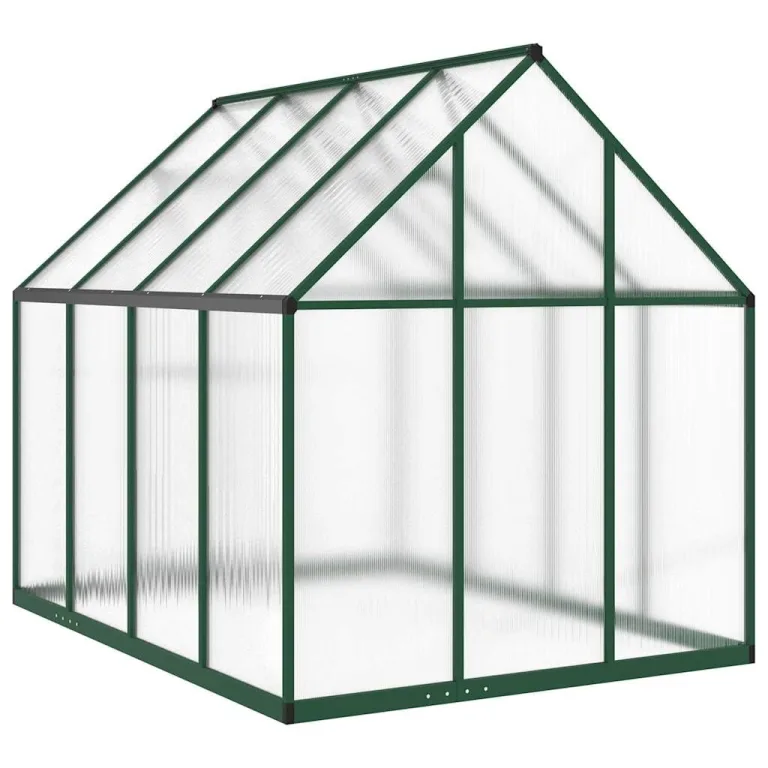Gewächshaus mit Fundamentrahmen - Aluminium/PC, Pflanzenhaus mit Dachrinnensystem Flügeltür, Treibhaus für Pflanzen, Frühbeet (224 x 169 x 195 cm) – Bild 6