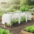 Outsunny Gewächshaus mit Gitterfolie Aufrollbar Seitenwände, UV-beständig Winterfest Foliengewächshaus aus Stahl, Tomatenhaus ca.300 x 100 x 80 cm, Treibhaus für Tomaten Gemüse Pflanzen Weiß - Thumbnail 2
