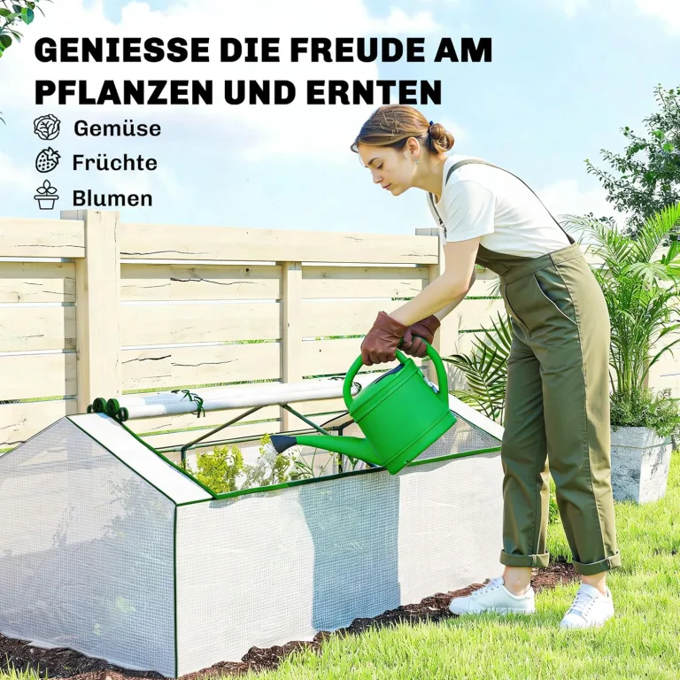 Outsunny Gewächshaus mit Fernster PE-Gitterfolie, Winterfest Foliengewächshaus, Treibhaus für Balkon, Garten, Tomatenhaus 180 x 90 x 70cm, Tomatengewächshaus für Tomaten, Gemüse, Pflanzen, Weiß – Bild 6