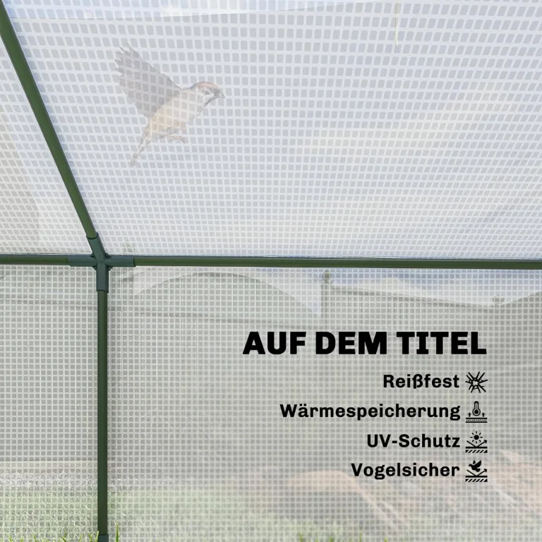Outsunny Gewächshaus mit Fernster PE-Gitterfolie, Winterfest Foliengewächshaus, Treibhaus für Balkon, Garten, Tomatenhaus 180 x 90 x 70cm, Tomatengewächshaus für Tomaten, Gemüse, Pflanzen, Weiß – Bild 3
