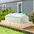 Outsunny Gewächshaus mit Fernster PE-Gitterfolie, Winterfest Foliengewächshaus, Treibhaus für Balkon, Garten, Tomatenhaus 180 x 90 x 70cm, Tomatengewächshaus für Tomaten, Gemüse, Pflanzen, Weiß - Thumbnail 8