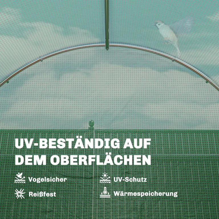 Outsunny Gewächshaus 3 x 2 x 2 m Foliengewächshaus mit Abschließbar Anschlag-Tür 6 Rollbar Netzfenster Stützstangen Verlängerte Kanten, UV-beständig Folientunnel, Winterfest Tomatenhaus, Grün – Bild 5