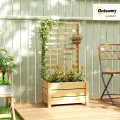 Outsunny Hochbeet mit Rankgitter Holz erhöhter Blumenkasten mit Spalier Abflussloch Vliesstoff, Pflanzkasten Pflanzkübel Blumenkübel Rankkasten für Kletterpflanzen Garten 60 x 39 x 120 cm Naturholz - Thumbnail 2