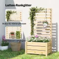 Outsunny Hochbeet mit Rankgitter Holz erhöhter Blumenkasten mit Spalier Abflussloch Vliesstoff, Pflanzkasten Pflanzkübel Blumenkübel Rankkasten für Kletterpflanzen Garten 60 x 39 x 120 cm Naturholz - Thumbnail 3