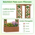 COSTWAY Blumenkasten mit Rankgitter & hängendem Dach, Pflanzkasten mit Rankhilfe, Hochbeet für Kletterpflanzen & hängende Körbe, für Garten Hof Terrasse, Pflanzkübel Holz, Braun, 66x32x152cm - Thumbnail 7