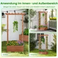 COSTWAY Blumenkasten mit Rankgitter & hängendem Dach, Pflanzkasten mit Rankhilfe, Hochbeet für Kletterpflanzen & hängende Körbe, für Garten Hof Terrasse, Pflanzkübel Holz, Braun, 66x32x152cm - Thumbnail 8