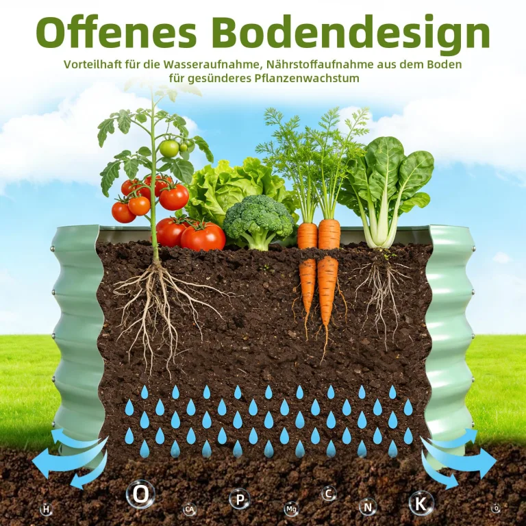 Hochbeet Metall 90 x 90 x 43cm, Verzinktes Stahl-Hochbeete für den Garten, Gemüsebeet Gartenbeet Hochbeet für Gemüse Kräuter Blumen Gartenbeet, Hellgrün,Runden – Bild 4