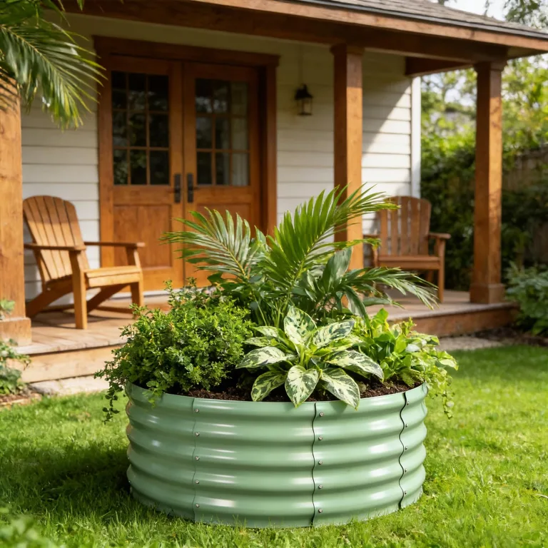 Hochbeet Metall 90 x 90 x 43cm, Verzinktes Stahl-Hochbeete für den Garten, Gemüsebeet Gartenbeet Hochbeet für Gemüse Kräuter Blumen Gartenbeet, Hellgrün,Runden – Bild 6