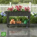 Hochbeet 120x44x70cm, Metall Hochbeet mit Rollen & Griff, 3 Haken & Vlieseinlage, Für Gemüse Blumen Kräuter, Garten Balkon Terrasse, Schwarz | 3 Haken und Vliesfutter, für den Außenbereich, für Gemüse, Blumen, Kräuter, Garten, Balkon, Terrasse - Thumbnail 8