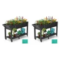 Hochbeet 120x44x70cm, Metall Hochbeet mit Rollen & Griff, 3 Haken & Vlieseinlage, Für Gemüse Blumen Kräuter, Garten Balkon Terrasse, Grau - Thumbnail 9