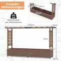 COSTWAY Blumenkasten mit Rankgitter & hängendem Dach, Pflanzkasten mit Rankhilfe, Hochbeet für Kletterpflanzen & hängende Körbe, für Hof Garten Terrasse, Pflanzkübel Holz, Braun (200x44x114cm) - Thumbnail 3