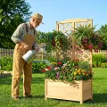SUNYRISY 2 Stück Holz Hochbeet mit Rankgitter, Blumenkasten mit Rankhilfe, Garten Pflanzkübel mit Spalier, Sichtschutz Garten Pflanzkasten Pflanzkübel, 76 x 40 x 150 cm - Thumbnail 3