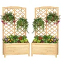 SUNYRISY 2 Stück Holz Hochbeet mit Rankgitter, Blumenkasten mit Rankhilfe, Garten Pflanzkübel mit Spalier, Sichtschutz Garten Pflanzkasten Pflanzkübel, 76 x 40 x 150 cm - Thumbnail 1