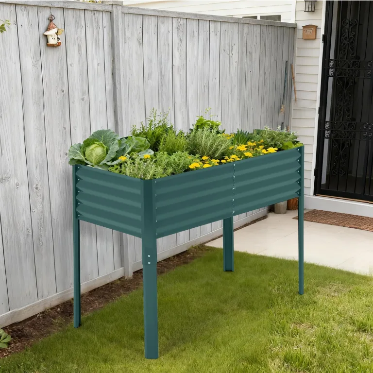 Hochbeet Metall 120x60x90cm, Rechteckiges Pflanzbeet Kräuterbeet Blumenkasten Für Terrasse Garten Balkon, Rostfreies Gemüsebeet Für Kräuter Blumen, Robuster Gartenbeet Set, Einfacher Aufbau, Grau – Bild 7