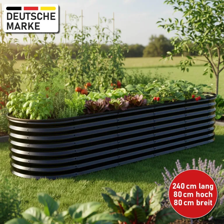 BRAST Hochbeet Metall Julia | 160x80x80-400x80x80cm | viele Modelle | extra viel Zubehör | Stahl rostfrei & verzinkt | wetterfest ovale Form | für Gemüse Obst Kräuter & Blumen | 240x80x80cm Schwarz – Bild 2
