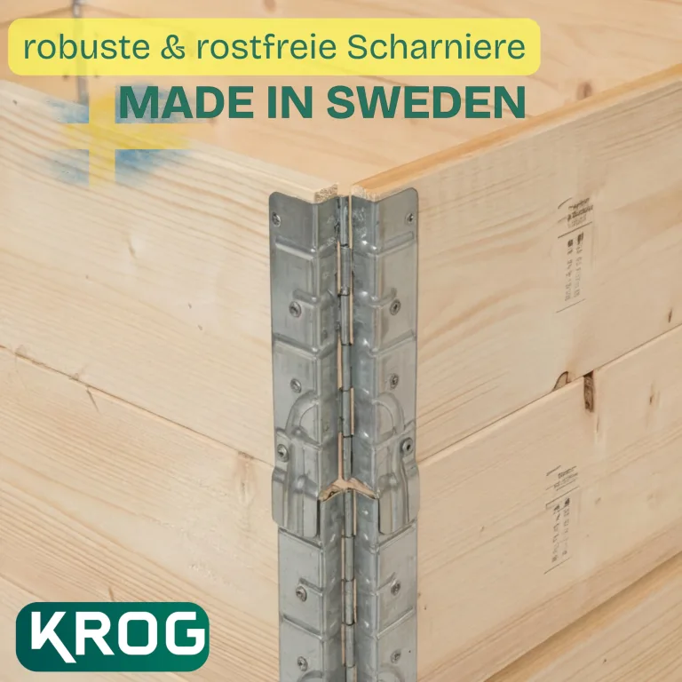Krog® Hochbeet Holz 120x80x60 cm aus stabilem Palettenrahmen – stapelbares Hochbeete-Kit für Garten – ideal als Gemüsebeet, Kräuterbeet oder erweiterbar zum Hochbeet mit Frühbeetaufsatz – Bild 3