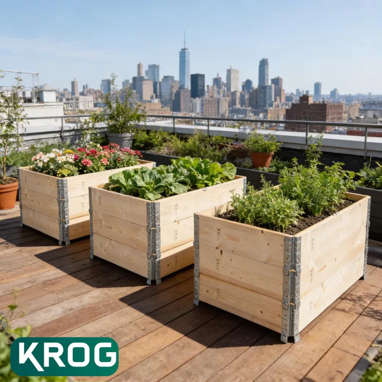Krog® Hochbeet Holz 120x80x60 cm aus stabilem Palettenrahmen – stapelbares Hochbeete-Kit für Garten – ideal als Gemüsebeet, Kräuterbeet oder erweiterbar zum Hochbeet mit Frühbeetaufsatz – Bild 4
