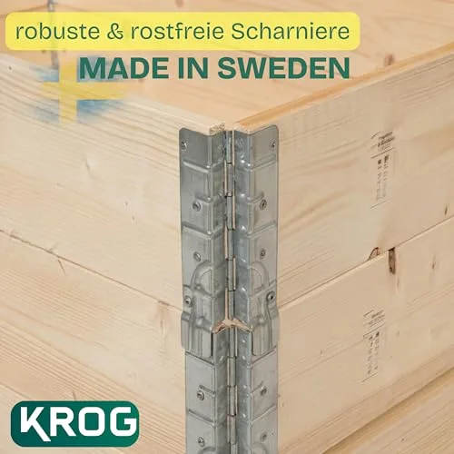 Krog® Hochbeet Holz 120x80x60 cm aus stabilem Palettenrahmen – stapelbares Hochbeete-Kit für Garten – ideal als Gemüsebeet, Kräuterbeet oder erweiterbar zum Hochbeet mit Frühbeetaufsatz – Bild 9