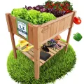 Coemo Hochbeet Holz 120 x 40 × 90 cm mit Ablageboden – Pflanztrog & Frühbeet für Balkon, Terrasse & Garten – Kräuterhochbeet mit Pflanzvlies – auch als Sichtschutz nutzbar - Thumbnail 8