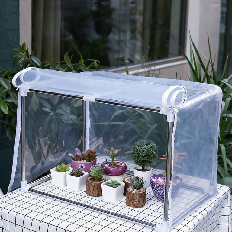 Mini-Gewächshaus für den Innenbereich, 60 x 30 x 30 cm, transparente Pflanzenabdeckung, stabile Tischplatte, schützender Indoor-Pflanzenschutz, leichtes Gewächshaus, Zubehör für Tisch, Balkon – Bild 4
