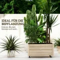 Outsunny Hochbeet Massivholz, Pflanzbeet mit Rollen, Frühbeet Gartenbeet Blumenkasten, Pflanzkasten Pflanzkübel 89x48x47cm für Garten, Terrasse, Blumenkübel für Kletterpflanzen, Blumen, Naturholz - Thumbnail 3