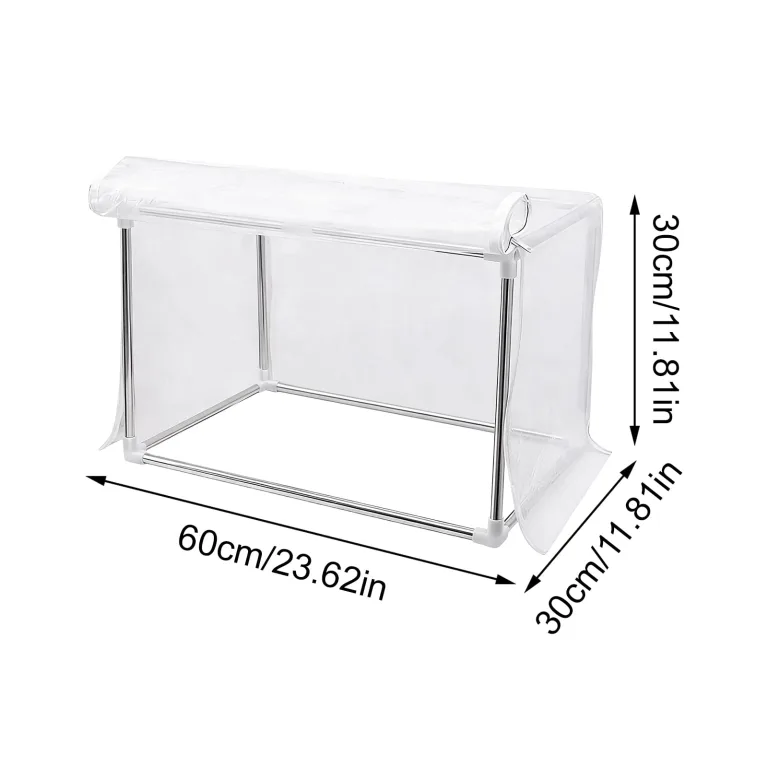 Mini-Gewächshaus, transparent, PVC, Edelstahl, 60 cm (23,62 Zoll), tragbar, mit Regalen, Gewächshäuser, Gewächshäuser, Tischabdeckung für Balkon, P – Bild 7