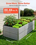VEVOR Hochbeet Metall 2400x1200x860 mm, Rechteckiges Gartenbeet, Pflanzkasten-Set für den Außenbereich, Gemüsebeet mit Handschuhen, Blumenbeet Bodenlos, Pflanzbeet für Blumen & Gemüse, Silber - Thumbnail 2