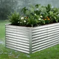 VEVOR Hochbeet Metall 2400x1200x860 mm, Rechteckiges Gartenbeet, Pflanzkasten-Set für den Außenbereich, Gemüsebeet mit Handschuhen, Blumenbeet Bodenlos, Pflanzbeet für Blumen & Gemüse, Silber - Thumbnail 8