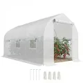 Outsunny Gewächshaus, Gartentunnel, 8 m², mit Polyethylen-Plane, hohe Dichte, 140 g/m², Gartengewächshaus, Tunnel 400 x 200 x 200 cm, 2 Türen, 6 Fenster, für Gemüse, Obst, Blumen, alle Jahreszeiten - Thumbnail 10