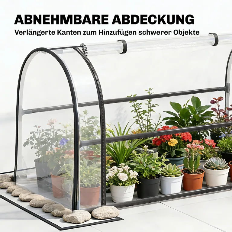 Outsunny Hochbeet mit Gewächshaus-Aufsatz erhöhter Pflanzkasten mit aufklappbar Abdeckung Rollbar Reißverschlusstür Abflussloch Metall Gemüsebeet Blumenkasten für Garten Balkon 100x49x136 cm Schwarz – Bild 4