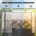 Outsunny Hochbeet mit Gewächshaus-Aufsatz erhöhter Pflanzkasten mit aufklappbar Abdeckung Rollbar Reißverschlusstür Abflussloch Metall Gemüsebeet Blumenkasten für Garten Balkon 100x49x136 cm Schwarz - Thumbnail 3