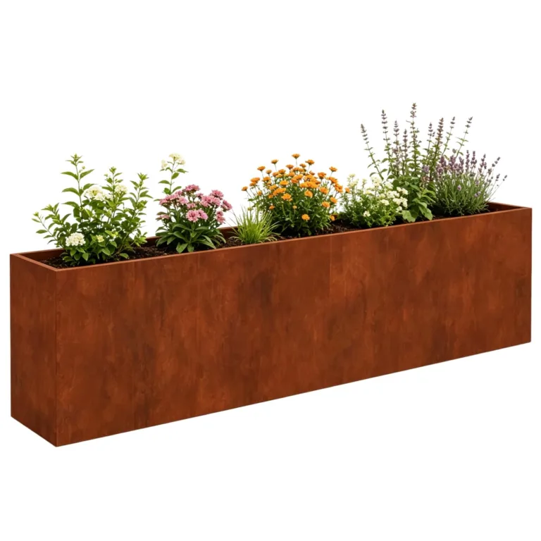 Gecheer Hochbeet 280x40x80 cm Cortenstahl, Wetterfest & Offenem Boden, Gartenbeet Pflanzkasten für Garten Balkon Terrasse Gemüse Kräuter Blumenanbau – Bild 1
