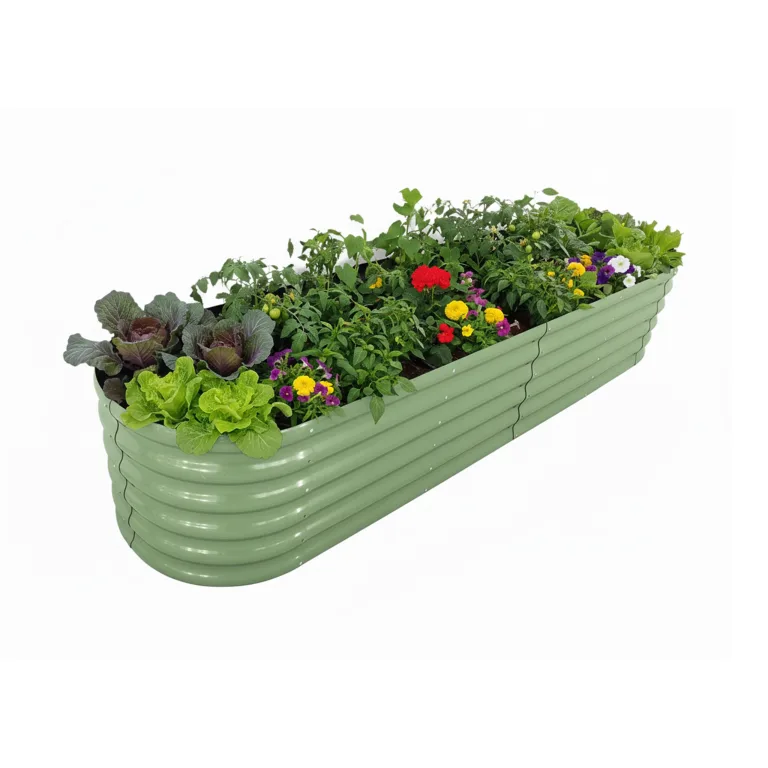 Relaxdays Hochbeet, Metall, XXL, Blumen, Pflanzen & Gemüse, HxBxT: 45x240x60 cm, halbrundes Pflanzenbeet, anthrazit – Bild 7