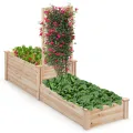 HOMASIS Blumenkasten mit Rankgitter, Hochbeet mit Spalier, Pflanzenkasten Holz, Blumenbeet mit Rankhilfer, Gartenspalier für Kletterpflanzen, Rankkasten für Balkon Garten (Braun, 222x114x110cm) - Thumbnail 10